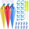 122 Pieces Tipless Piping Bags - 100pcs Disposable Piping Pastry Bag for Royal Icing/Cookies Decorating - 10 Pastry Bag Ties,10 Clips &2 Scriber Needle - Best Cookie Tools (12 Inch)